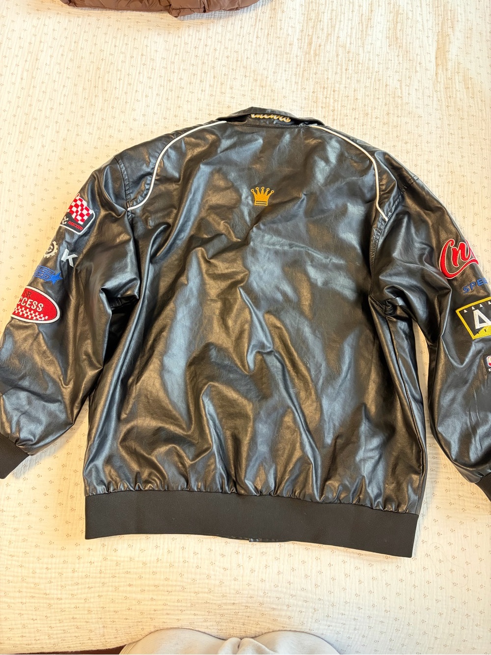 AELFRIC EDEN Aelfric Eden Faux Leather Racing Jacket Oversized Motorcycle Biker - Picture 7 of 7